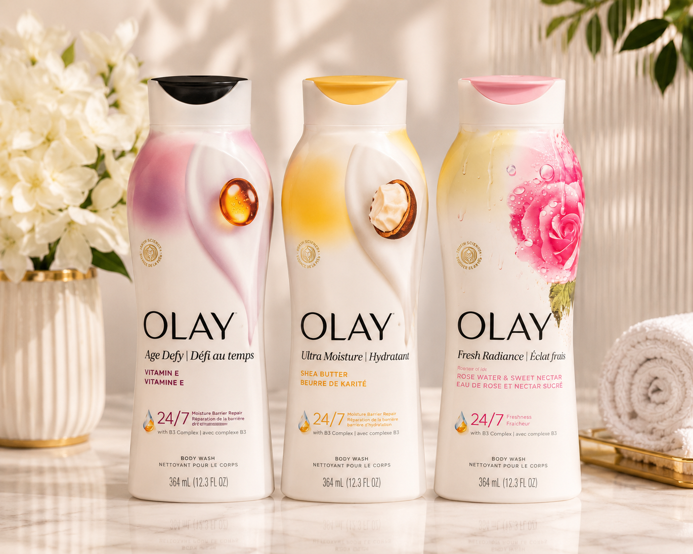 🌹 Olay Fresh Radiance Rose Water & Sweet Nectar Body Wash
💧 24/7 Freshness & Hydration
🌸 Delicate Rose Scent
✨ Leaves Skin Soft, Smooth & Radiant
🛁 Rich Lather for a Luxurious Shower Experience

💖 Perfect for daily use and all skin types.

🛍️ Availa