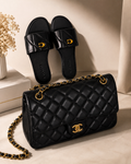 Luxury Black Handbag & Sandal Set