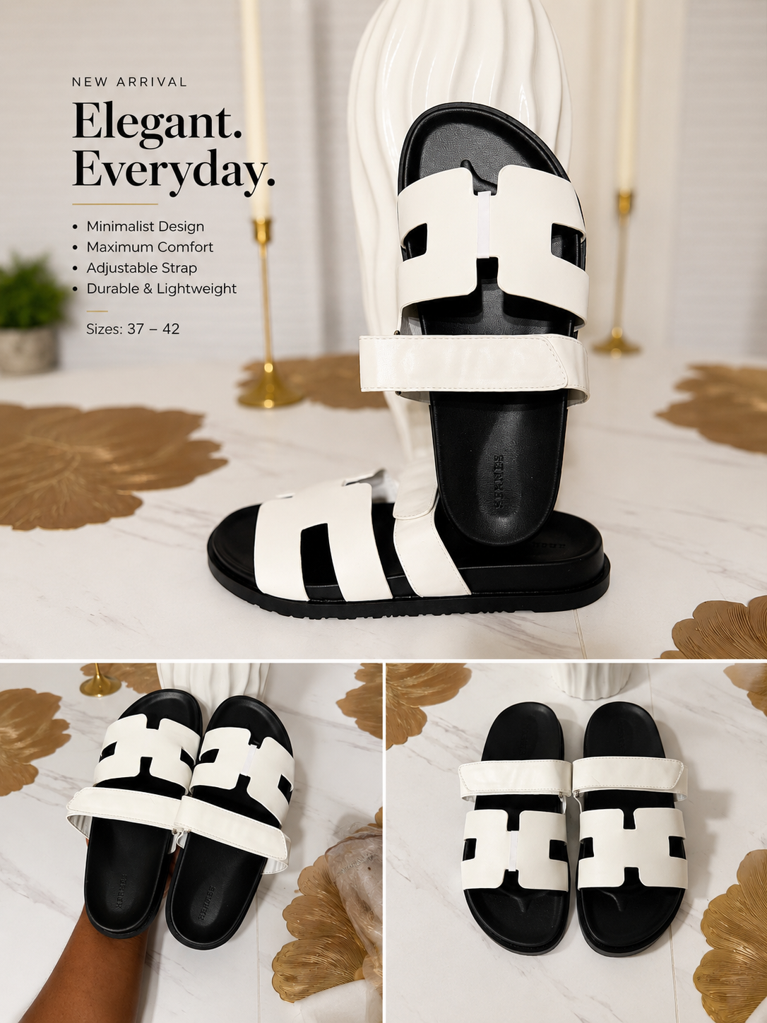 Black & White Comfort Sandals – New Arrival